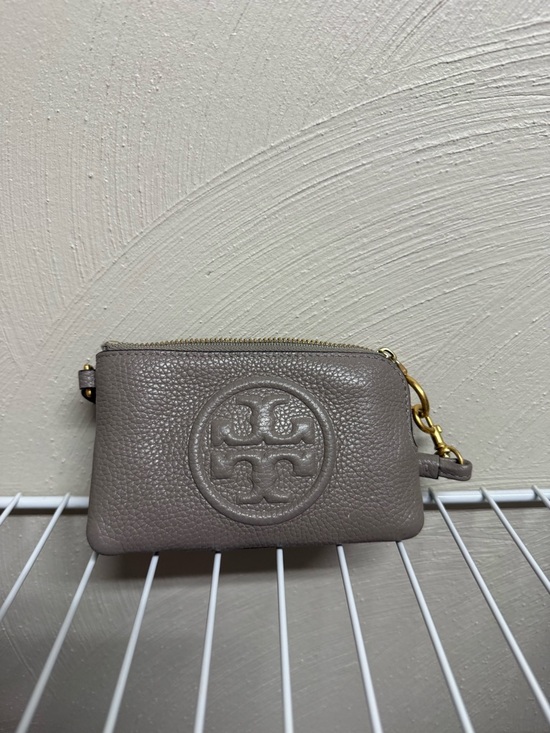Tory Burch Handbags - Tory Burch Pebbled Leather Wristlet in Taupe Gray
